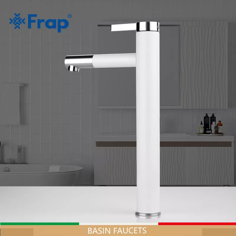 Смеситель для умывальника Frap F1052-15 высокий, белый/хром