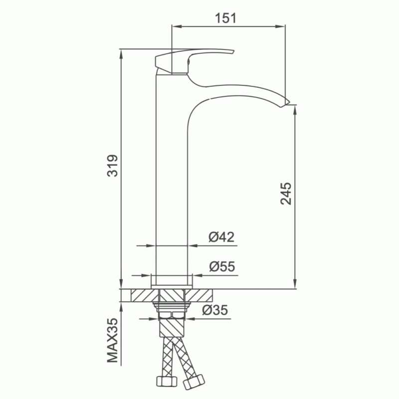 Смеситель для умывальника Frap F1069-2 высокий