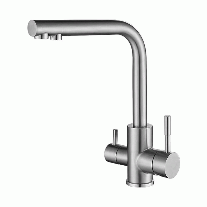Смеситель на две воды для кухни WEZER EKO4C-01F, нержавеющая сталь.