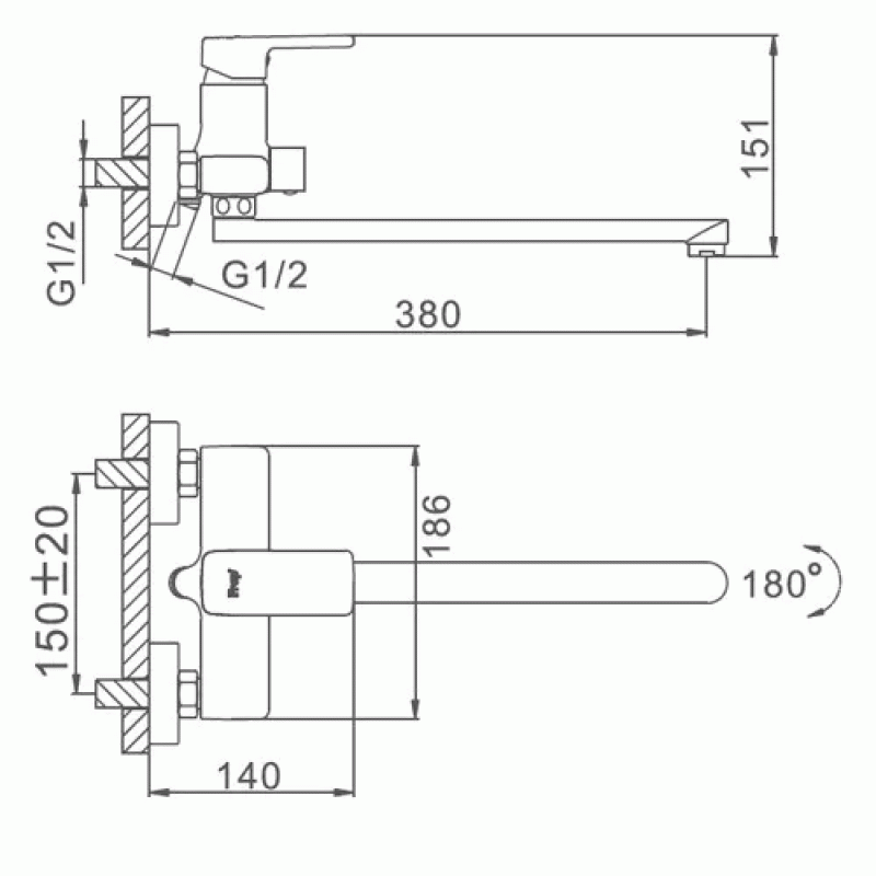Змішувач для ванни Frap F2260, хром