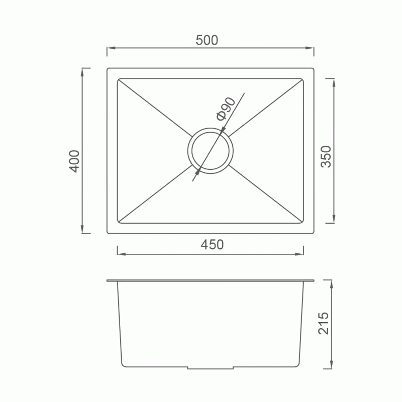 Кухонная мойка GAPPO GS5040-6 встроенная 500x400 мм, нержавеющая сталь, поверхность PVD