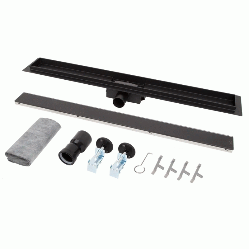 Трап для душу IT02-FT24/700, 700 мм, закалене скло, Black Glossy ITAL IT02-FT24/700BG