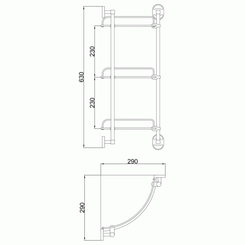 Скляна полиця кутова Frap F1907-3, 3-х ярусна, 290х290 мм