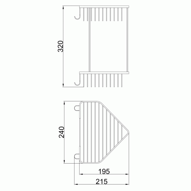Полиця кутова Frap F335-1, 2-х ярусна, 240х320 мм, хром
