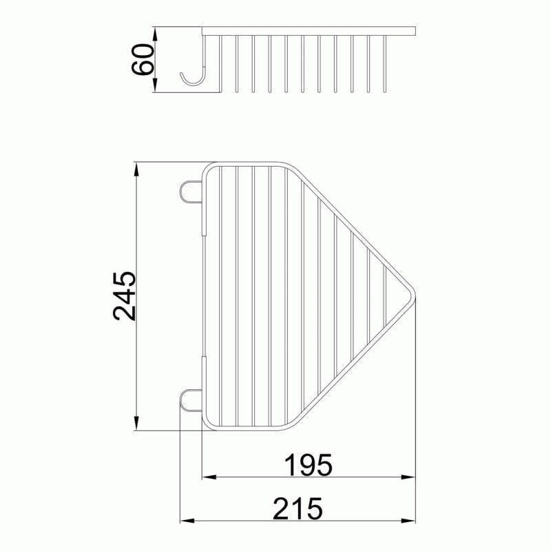 Полиця металева кутова Frap F335, 240х60 мм, хром