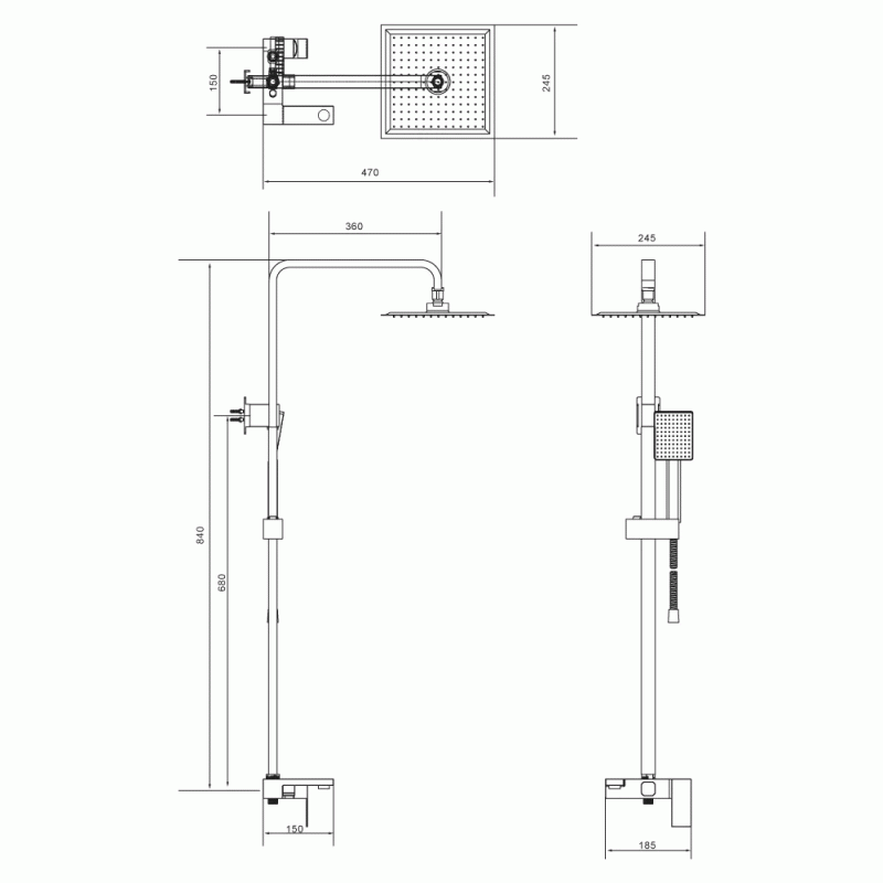 Душова система WEZER PRO16A-02 brushed nickel