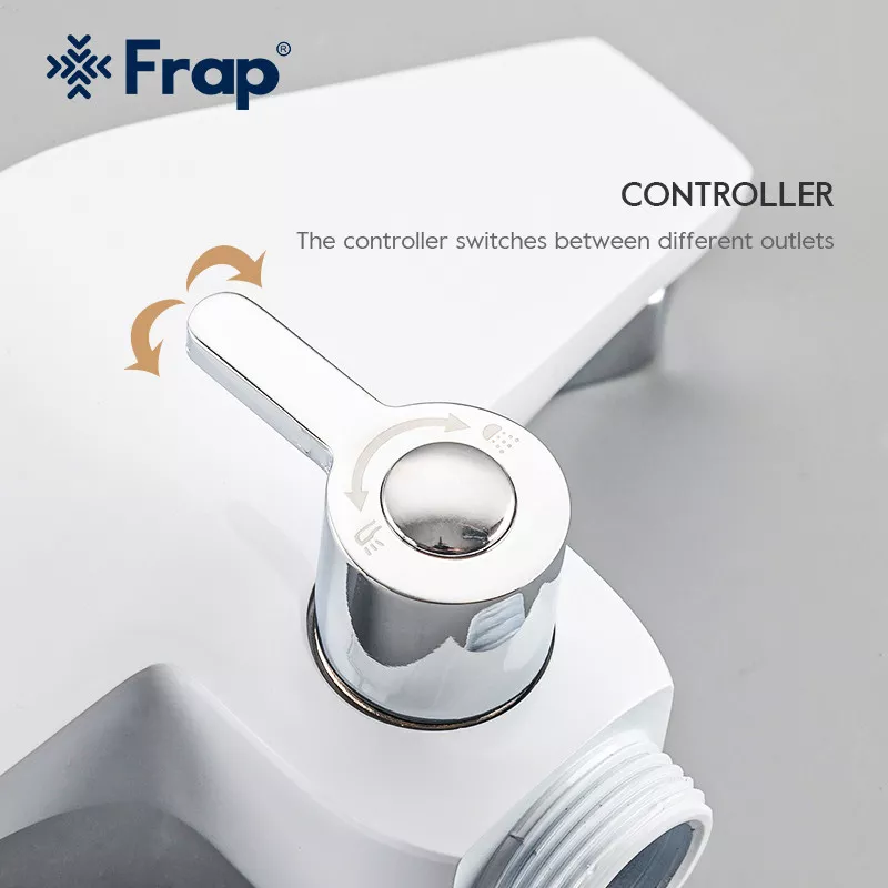 Змішувач для ванни Frap F2258, білий/хром