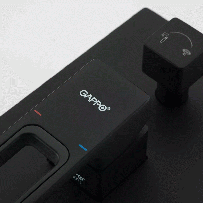 Встраиваемая душевая система GAPPO G7117-6, излив - переключатель на лейку, 3-функции, черный