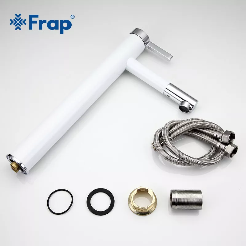 Смеситель для умывальника Frap F1052-15 высокий, белый/хром