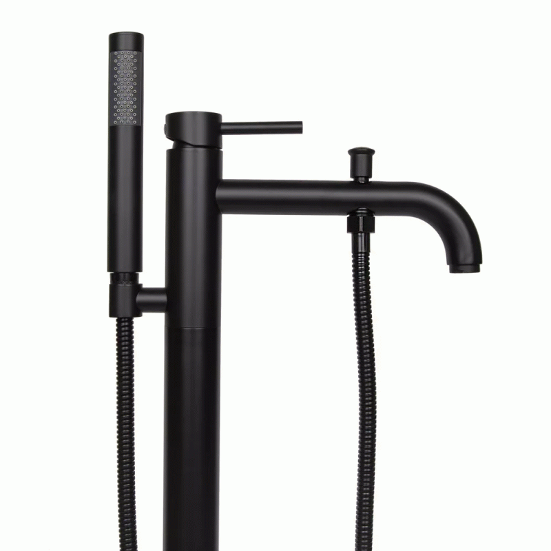 Напольный смеситель для ванны WEZER EKO19A-01-BLACK, нержавеющая сталь, черный