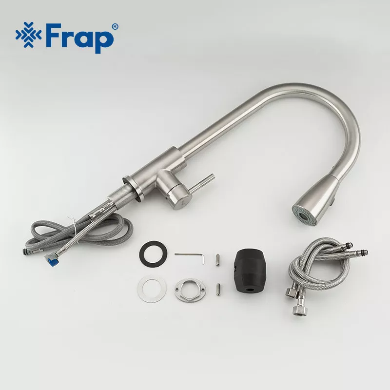 Змішувач для кухні з висувним виливом Frap F60899-1, сатин