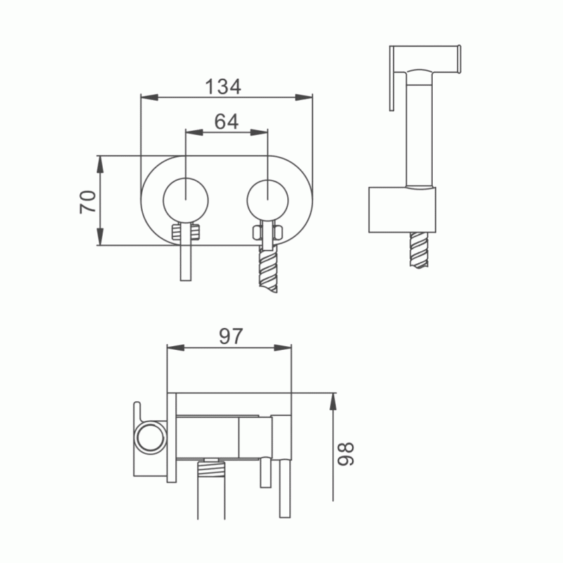 Гигиенический душ Frap F7508 с приборным краном 1/2", хром