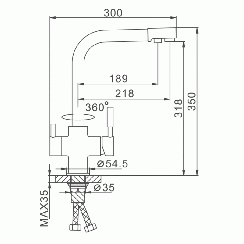 Смеситель для кухни Frap F4352-24 на две воды, белый.