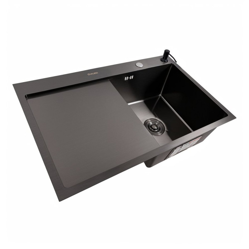 Кухонная мойка CM 78*50 R черная PVD VALESO Handmade (круглый сифон 3,0/0,8)