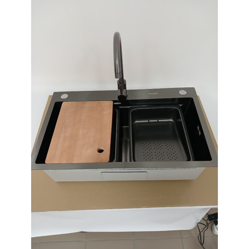 Кухонная мойка 75*46B PVD черная (Work station) Valeso Handmade