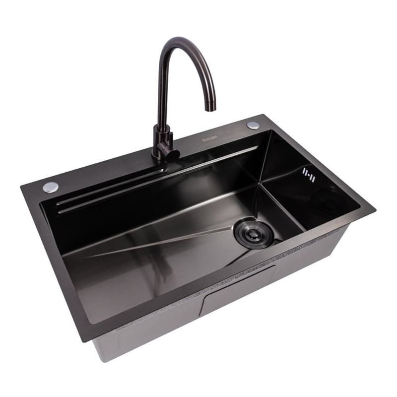 Кухонная мойка 75*46B PVD черная (Work station) Valeso Handmade